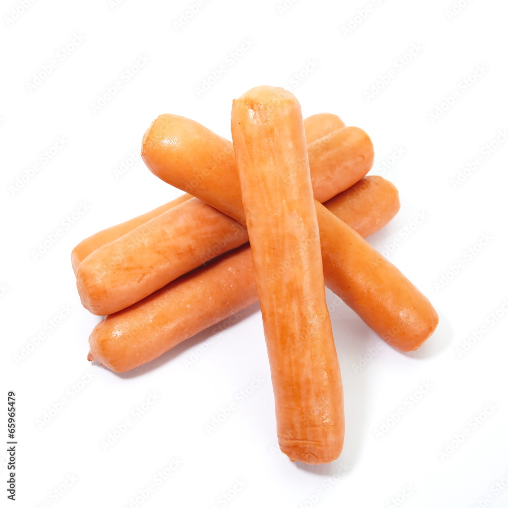 Raw frankfurter sausage isolated on white background Raw frankfurter sausage isolated on white background