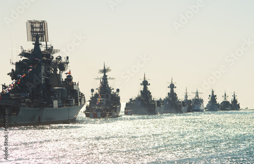 Parade military marine sea fleet of Russia
