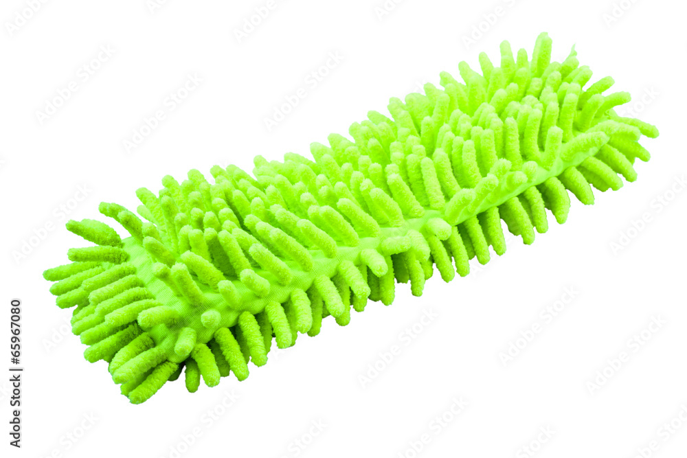Green microfiber mop isolated on white Green microfiber mop isolated on white
