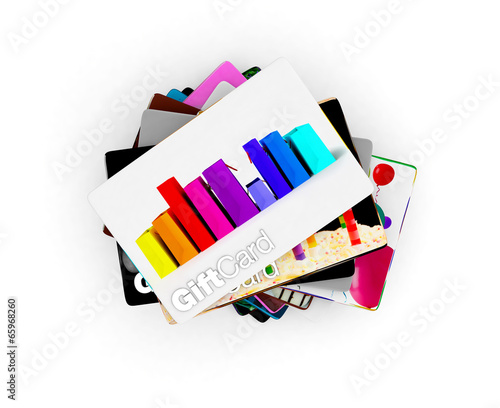 Stack of gift card designs for all people, white background