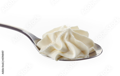 whipped cream in a spoon