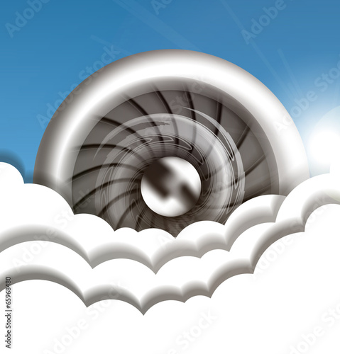Jet engine in the sky