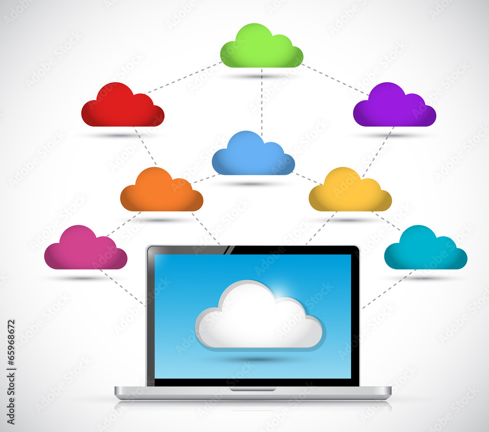 laptop and cloud diagram connection. illustration laptop and cloud diagram connection. illustration