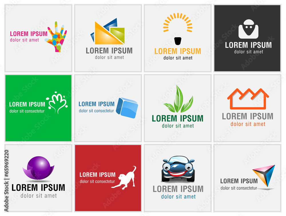 Set of twelve icons for business logos Set of twelve icons for business logos