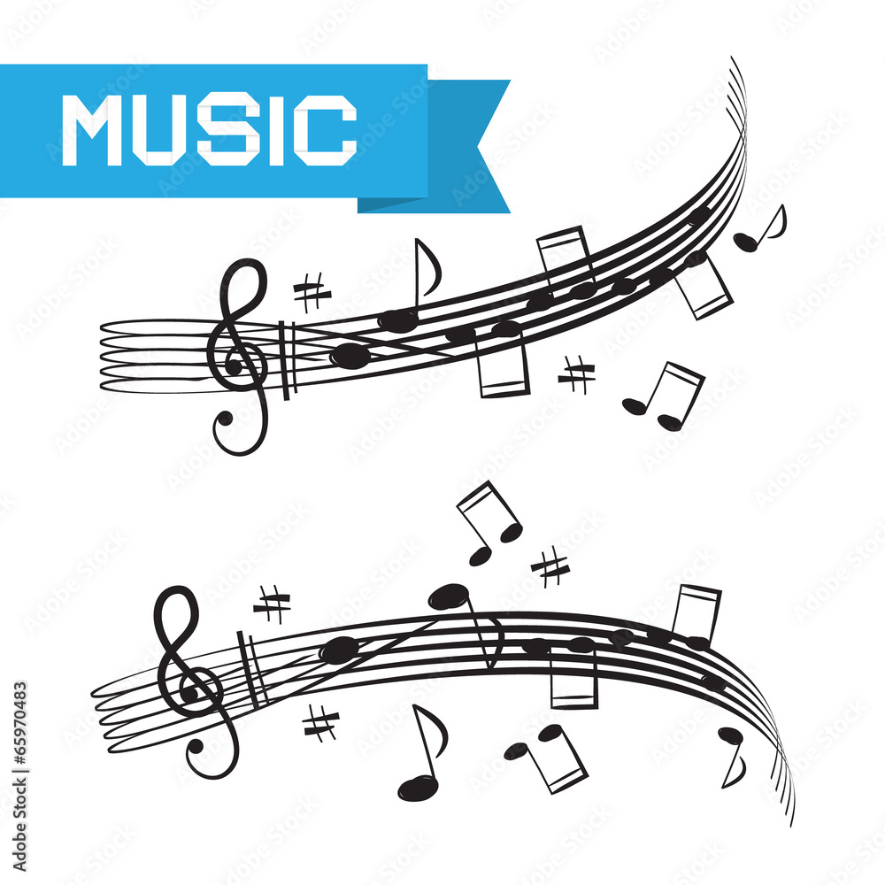 Music - Staff and Notes Vector Illustration Music - Staff and Notes Vector Illustration