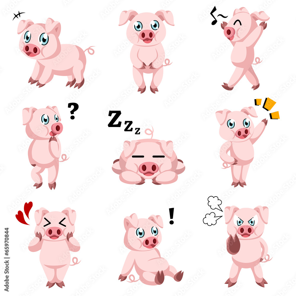 Cute pig cartoon icons Cute pig cartoon icons