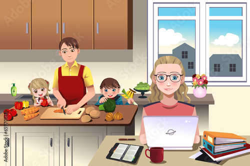 Modern family at home