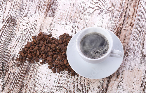 coffee cup and beans