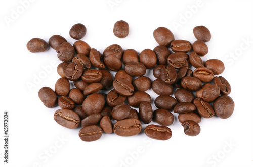 The coffee beans isolated on white