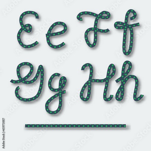 Letters E F G H - handwritten alphabet of rope.