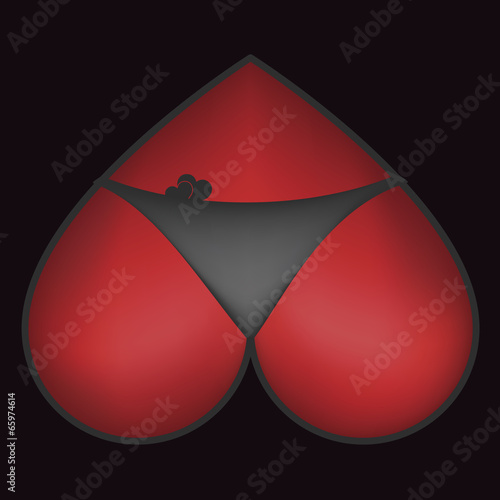 heart bottom bikini suit, vector
