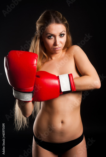 beautiful nude girl with boxing gloves © Aikon