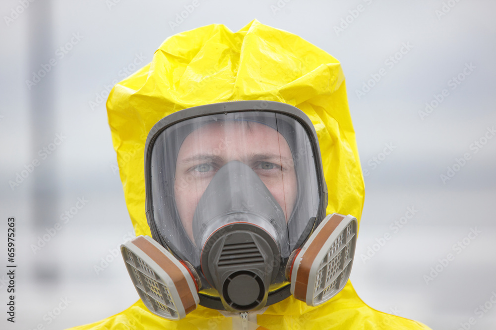 Head of man in modern gas mask - close up Stock Photo | Adobe Stock