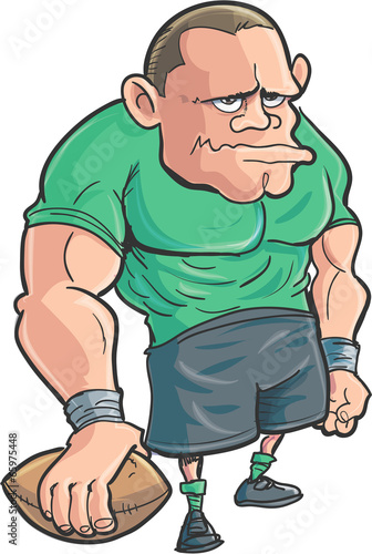 Cartoon Rugby player with a ball