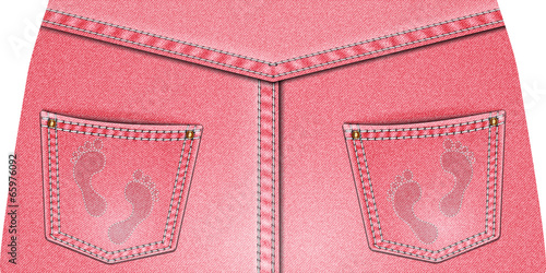 Two rear pink denim pocket