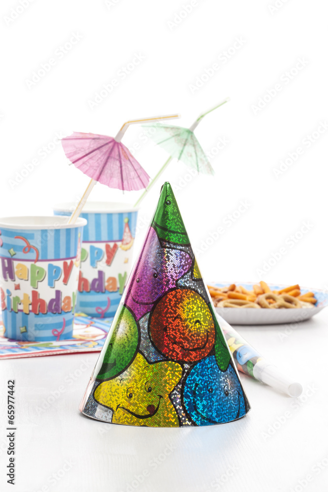 Party decoration on white background.