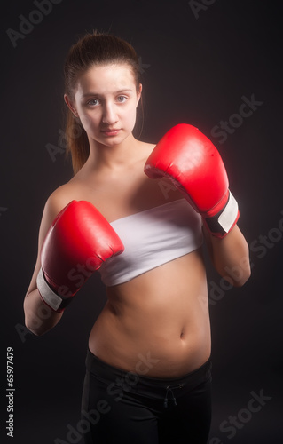Portrait of female boxer