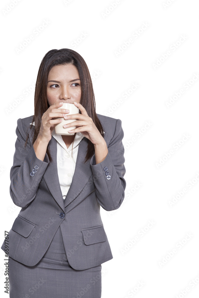 Business woman attractive young pretty drinking coffee relexatio Business woman attractive young pretty drinking coffee relexatio