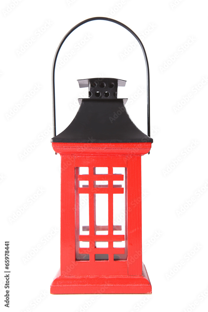 red wooden rectangular lamp