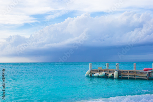 Perfect beach pier at caribbean island in Turks and Caicos