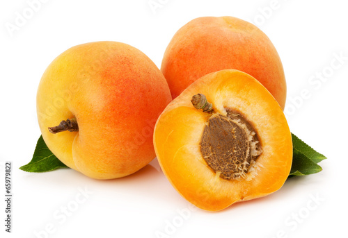 ripe apricots on the white background