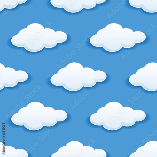 Seamless background with fluffy clouds