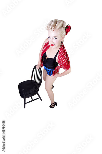 Woman in pin-up swimsuit posing - Isolated