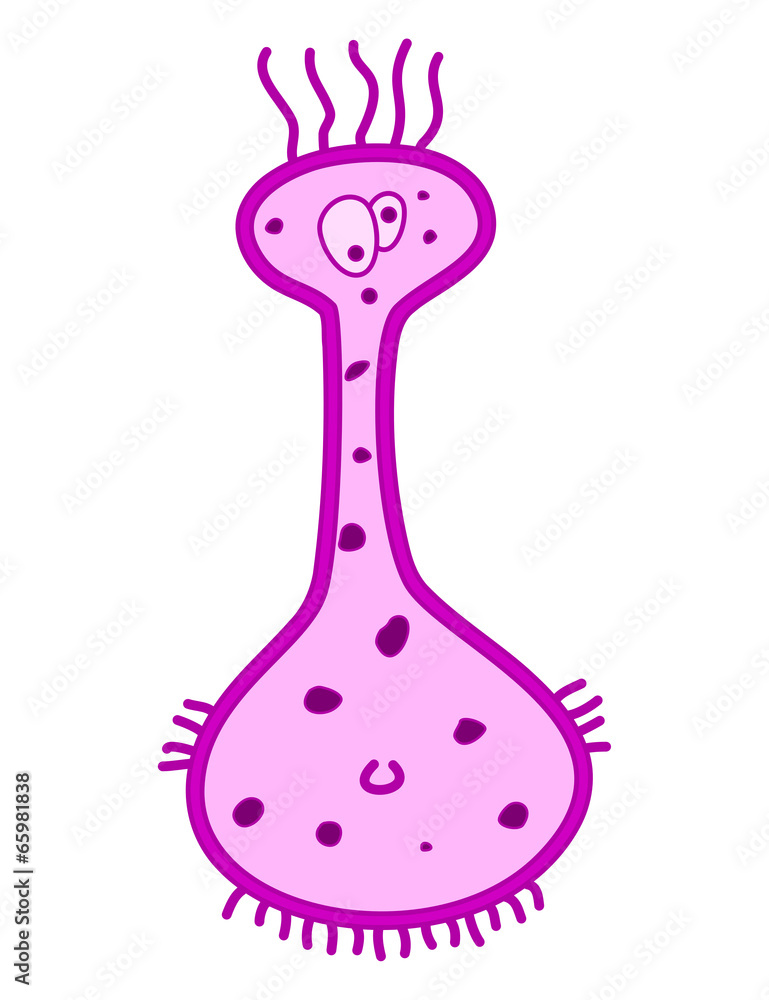 Pink cartoon germ character isolated on white Pink cartoon germ character isolated on white