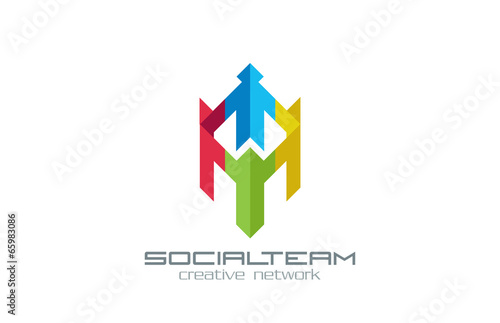 Social Team vector logo design. Internet Community group