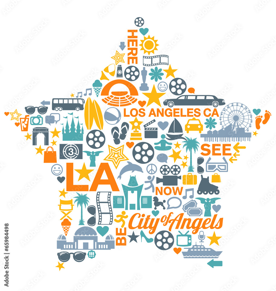 Los Angeles California icons symbols landmarks Los Angeles California icons symbols landmarks