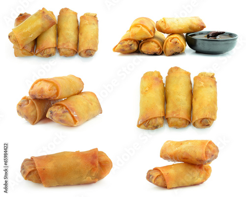 Spring Roll also known as Egg Roll isolated on white. photo