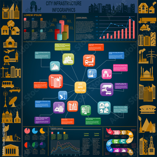 Set of elements infrastructure city, vector infographics