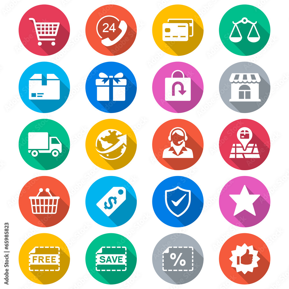 E-commerce flat color icons E-commerce flat color icons