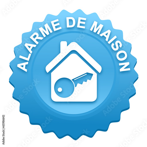 alarme de maison sur bouton web denté bleu