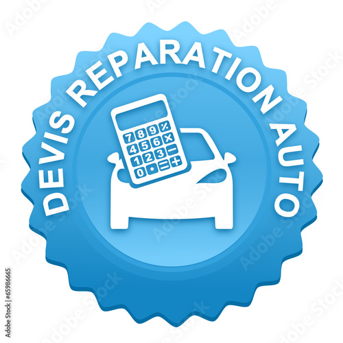 devis réparation auto sur bouton web denté bleu