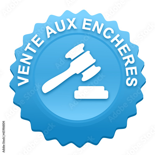 vente aux enchères sur bouton web denté bleu