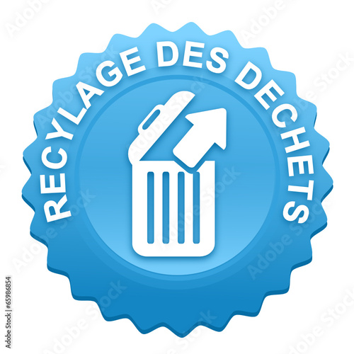 recyclage des déchets sur bouton web denté bleu