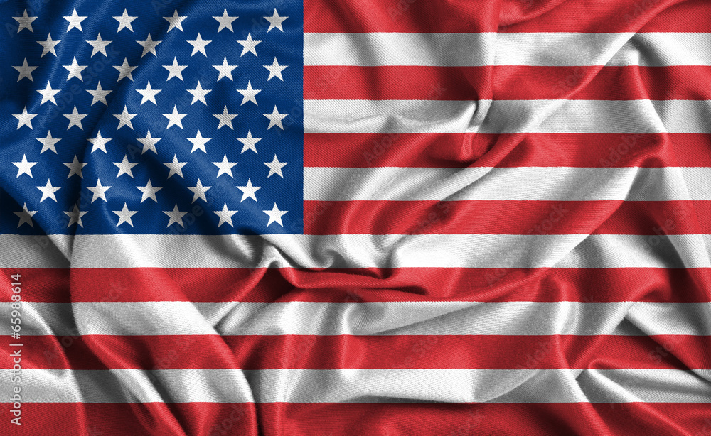 Naklejka premium Closeup of ruffled American flag