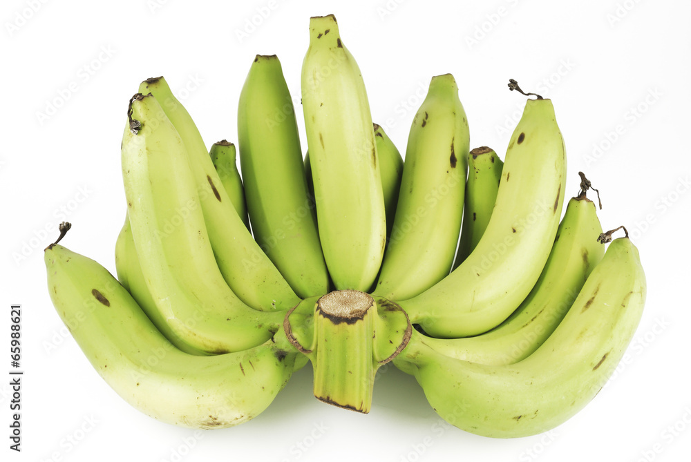 Bunch of green bananas on white background Bunch of green bananas on white background