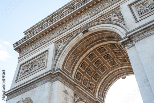 Arch of Triumph detail in Paris, France.