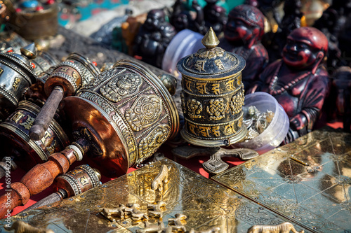 Prayer wheels at Kathmandu market