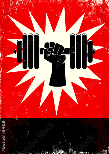 Hand pushing the dumbbell