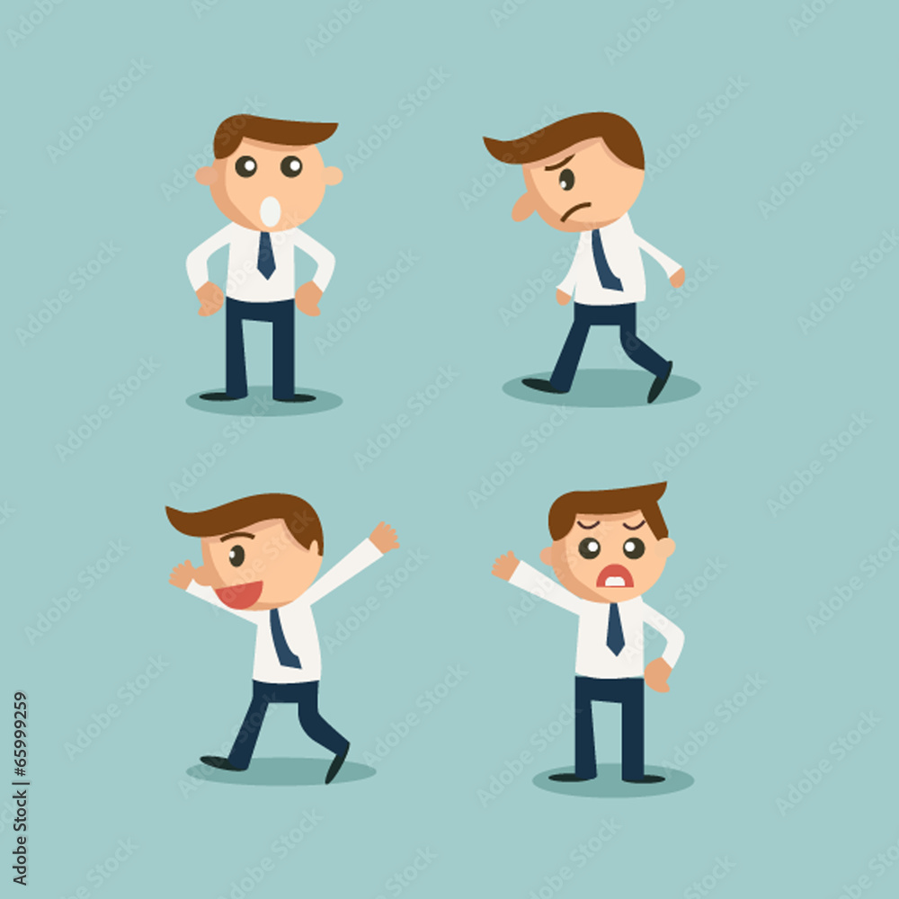 Businessman or office worker pose in various characters and emot Businessman or office worker pose in various characters and emot
