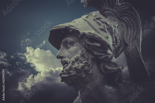 General Pericles, Greek sculptures over clouds background photo