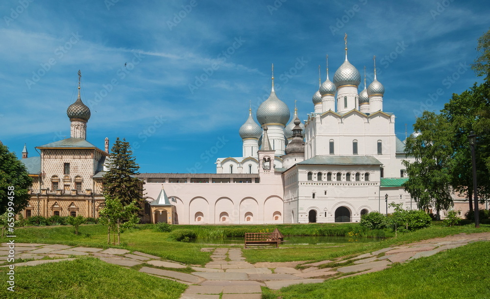 Towers, churches and cathedrals of  Kremlin in Rostov Veliky