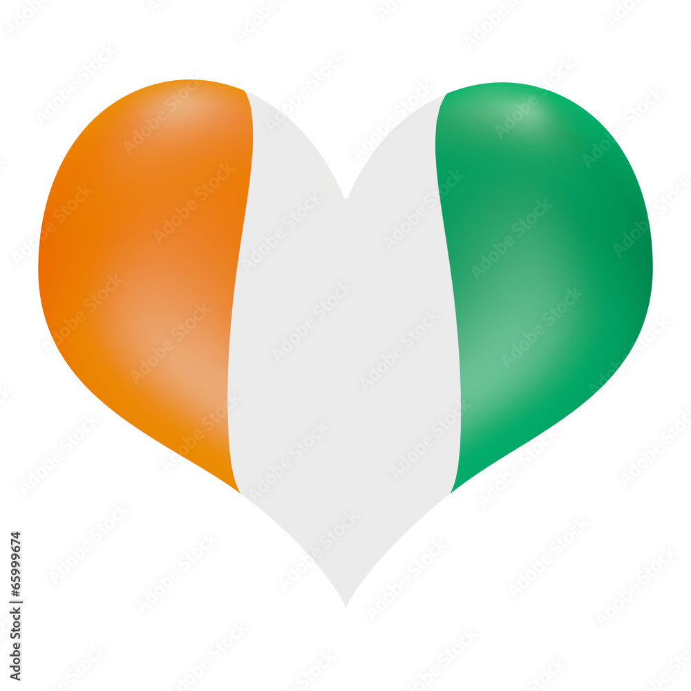 Cote Ivoire flag in 3D heart shape Cote Ivoire flag in 3D heart shape