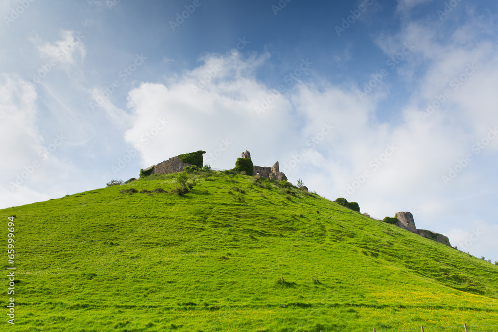 Hilltop castle ruins Corfe Dorset England