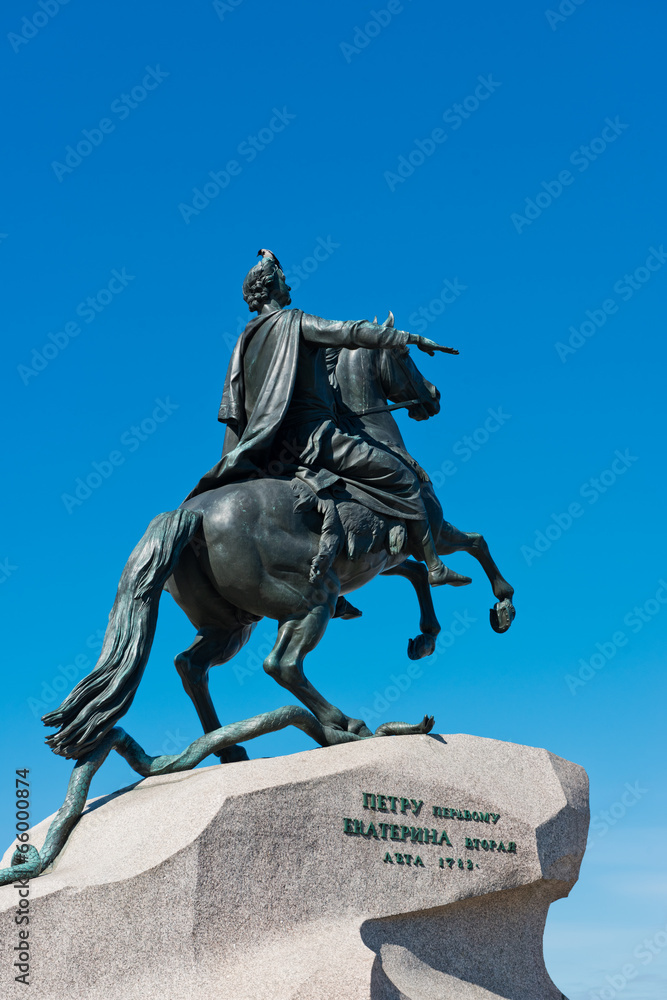 Peter I monument against blue sky. Saint-petersburg, Russia Peter I monument against blue sky. Saint-petersburg, Russia