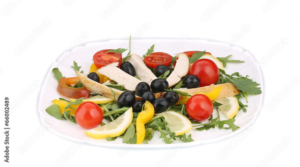 Chicken salad with tomatoes and olives. Chicken salad with tomatoes and olives.