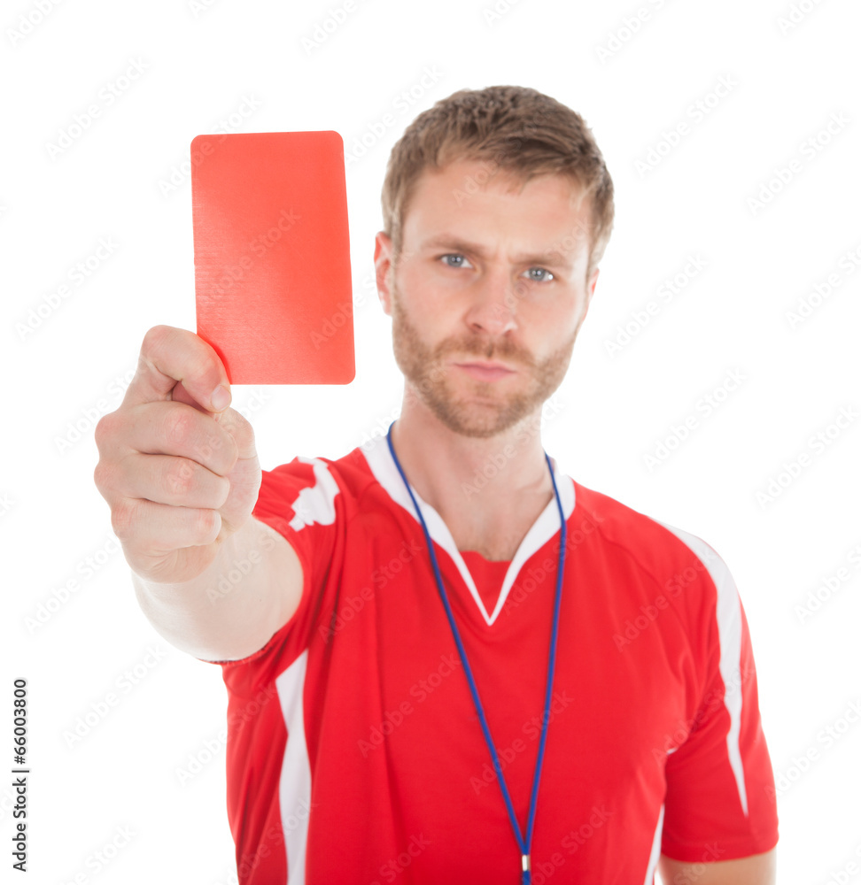 Portrait Of Referee Showing Red Card Stock 写真 Adobe Stock